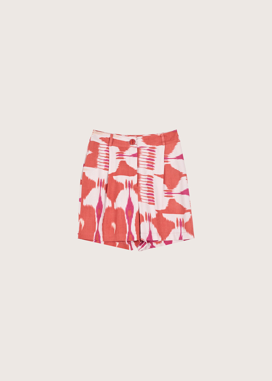 Bug linen and cotton Bermuda shorts MARRONE SUGHERO Woman , image number 6