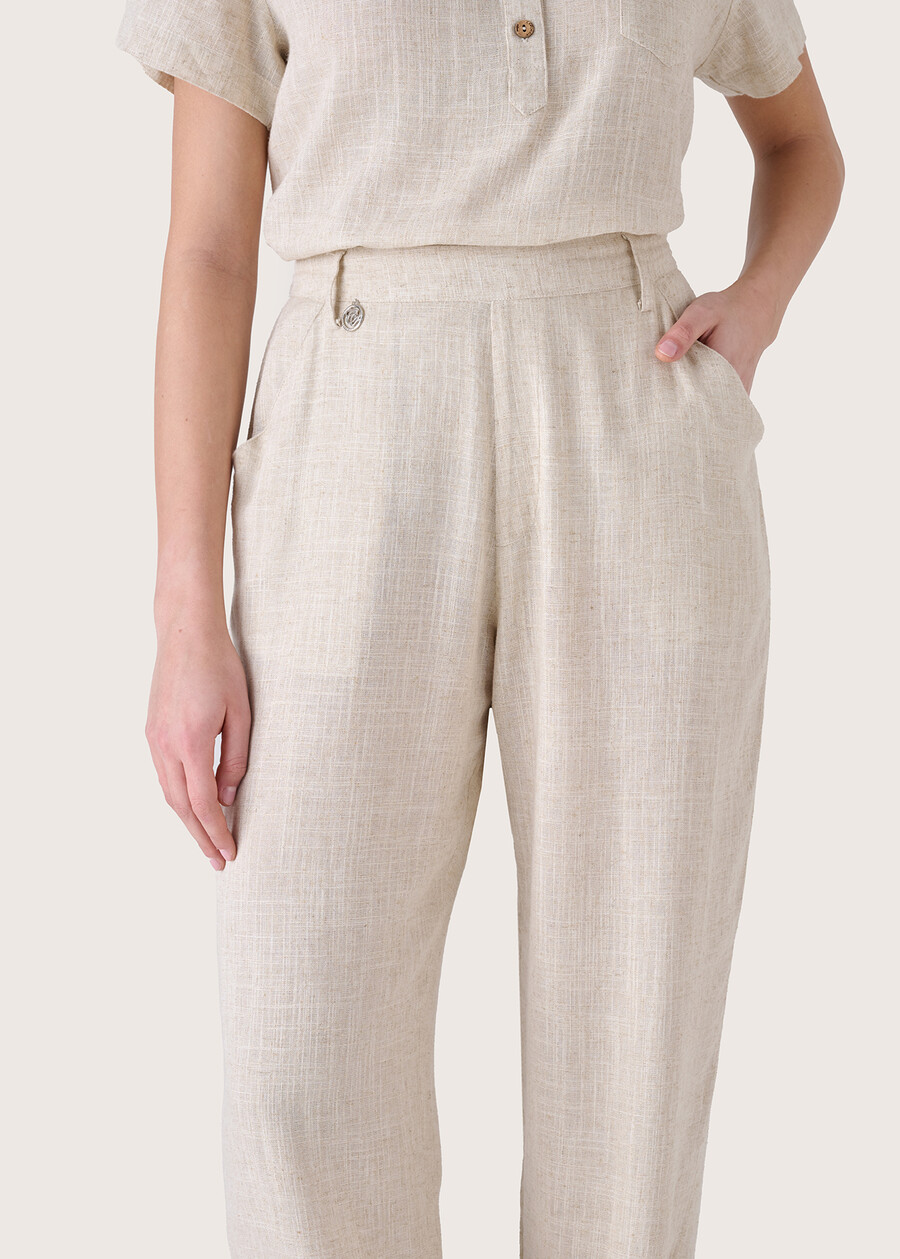 Puka linen and viscose trousers BEIGE NARCISO Woman , image number 3