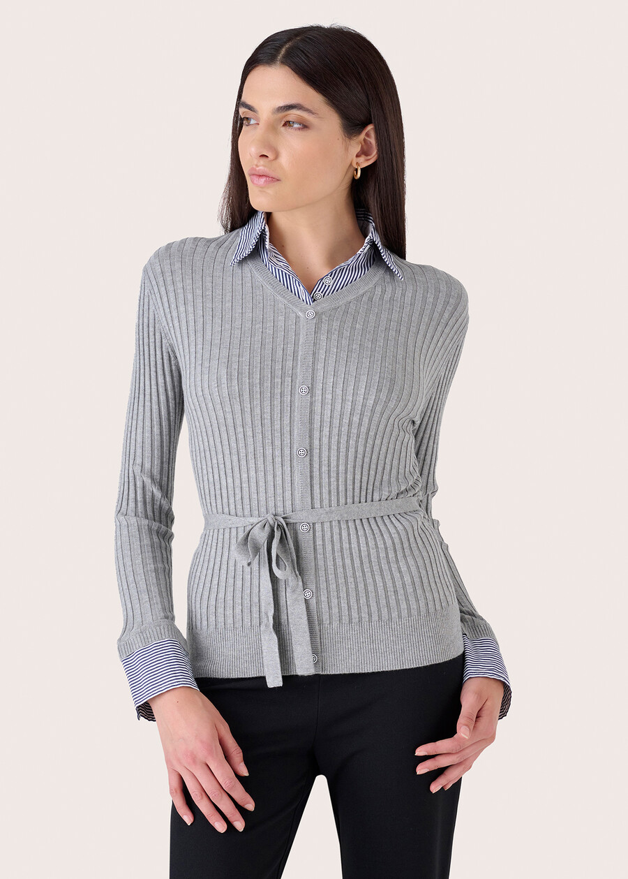 Micol sweater with waist belt BLUE OLTREMARE GRIGIO Woman , image number 1