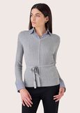 Micol sweater with waist belt BLUE OLTREMARE GRIGIO Woman image number 1