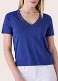 Sali t-shirt with strass BLU MEDIUM BLUEMARRONE CARAMELLO Woman image number 2