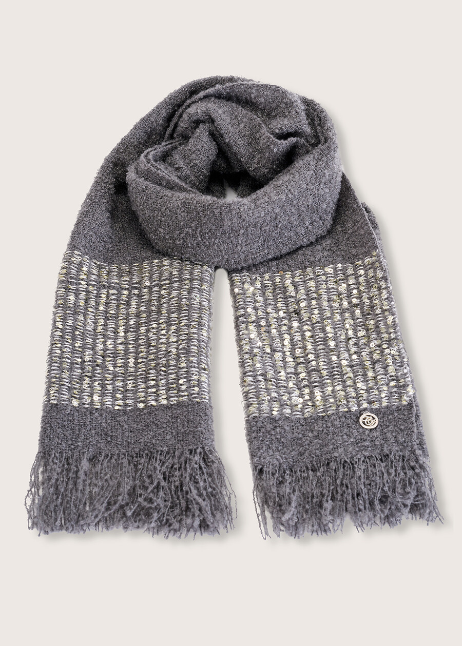 Selenas bouclé fabric scarf GRIGIO Woman , image number 3