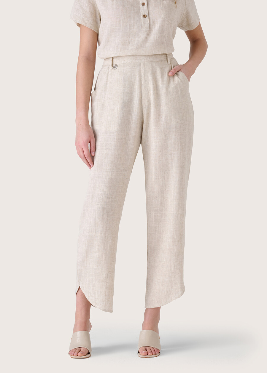 Puka linen and viscose trousers BEIGE NARCISO Woman , image number 2