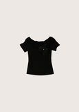 Siesta T-shirt with tulle flower NERO BLACK Woman image number 4