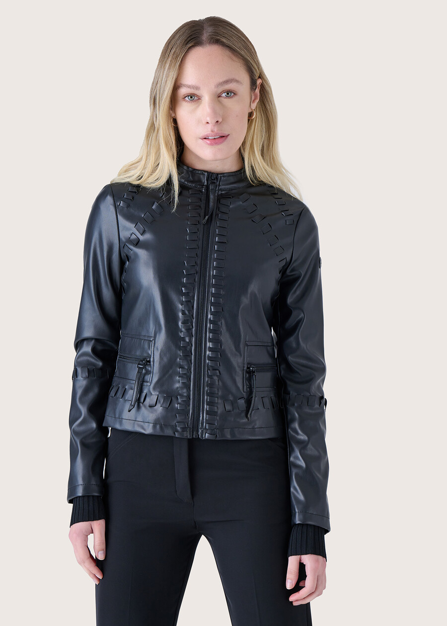 Gil eco-leather jacket NERO BLACKBIANCO ORCHIDEA Woman , image number 2
