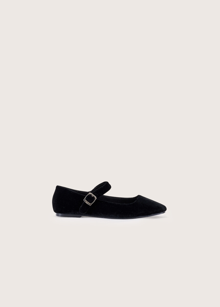 Saveria velvet ballerina shoes NERO BLACK Woman , image number 3