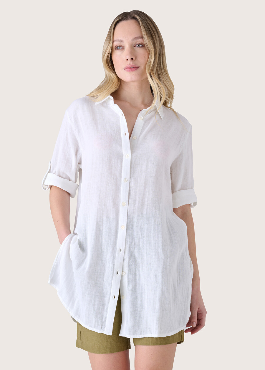 Craggy 100% cotton shirt BIANCO WHITEBEIGE DUNE Woman , image number 1