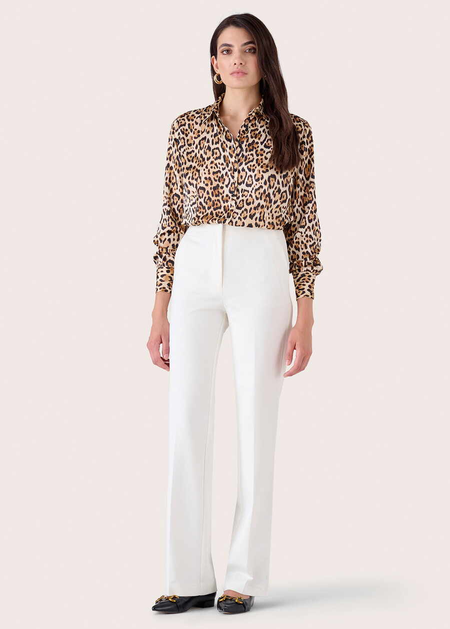 Giorgia trousers in Milano stitch BIANCO WHITENERO BLACK Woman , image number 3