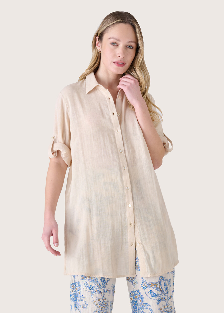 Craggy 100% cotton shirt BIANCO WHITEBEIGE DUNE Woman , image number 1
