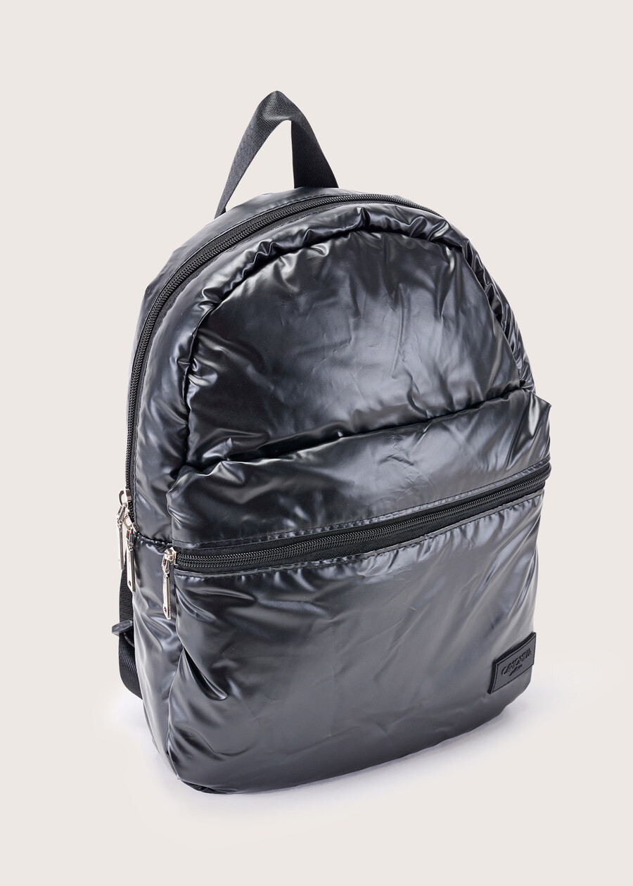 Benny shiny nylon backpack NERO BLACK Woman , image number 3