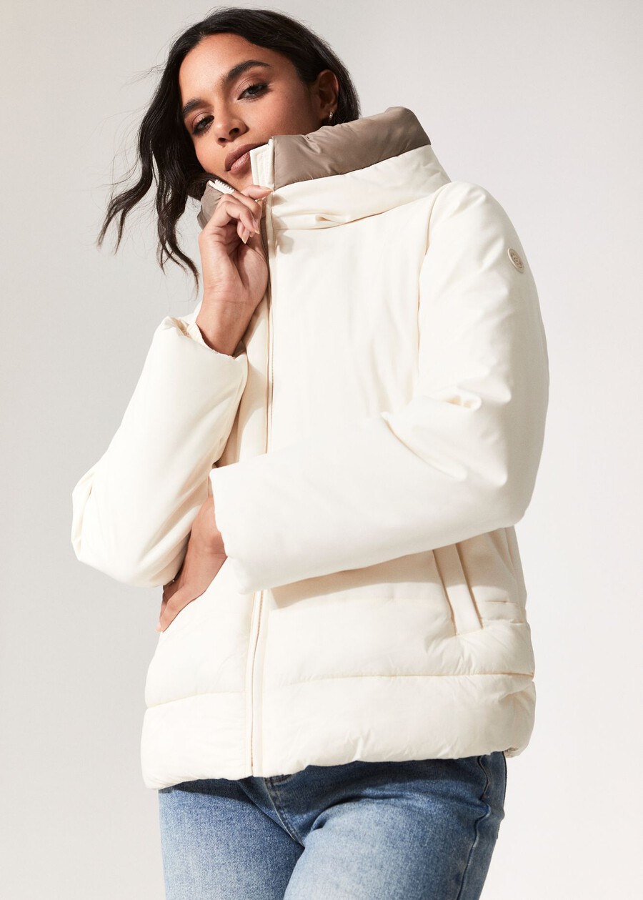 Pump double-fabric down jacket BEIGE LATTEBLUE DARK BLUE Woman , image number 1