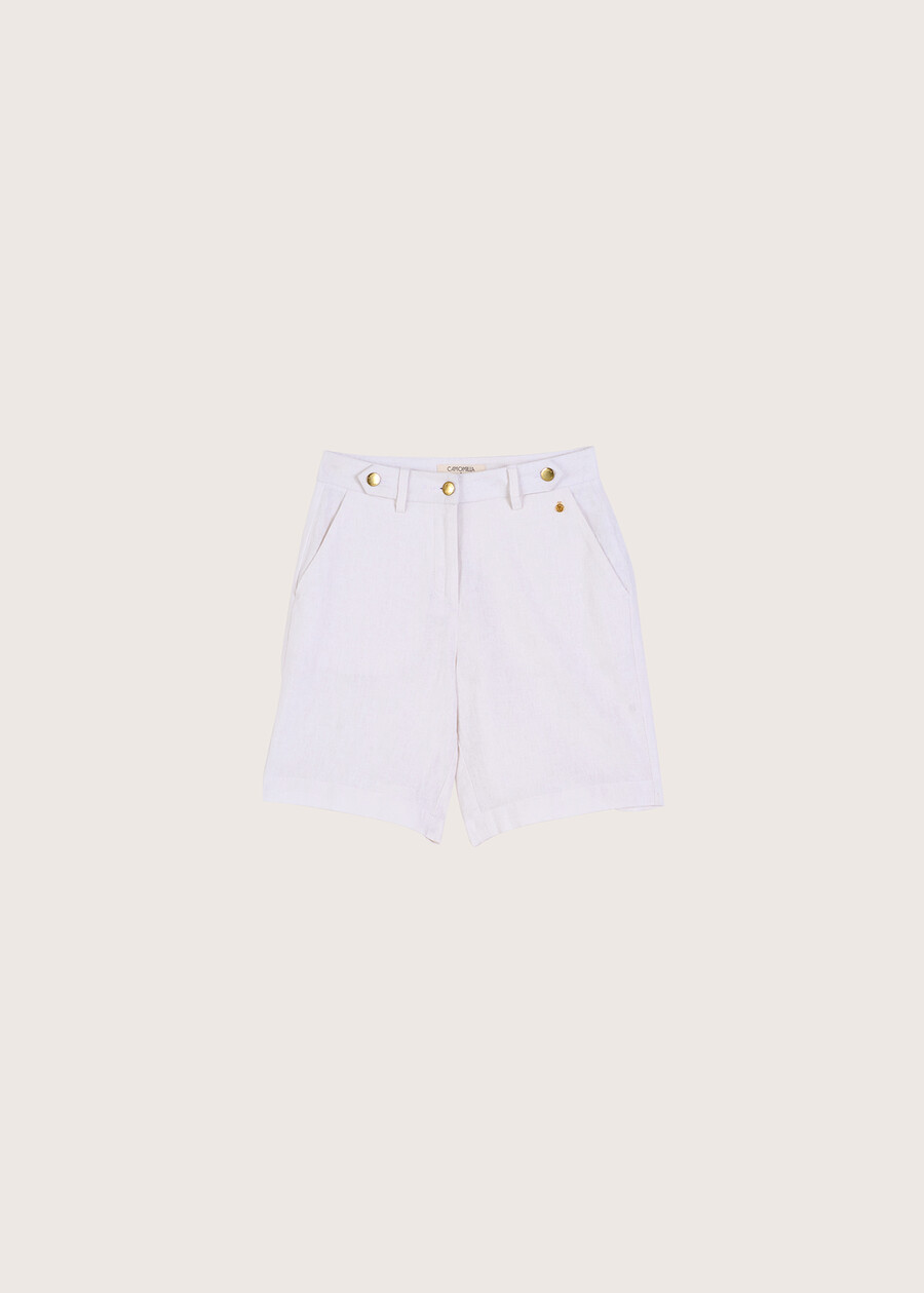 Boldi linen and cotton Bermuda shorts BIANCO WHITEVERDE ASPARAGO Woman , image number 5