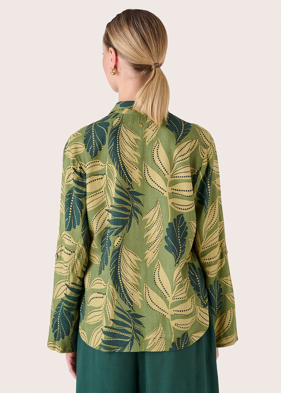 Blanco Blouse with Leaf Print VERDE Woman , image number 4