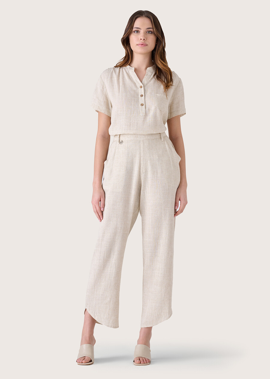 Puka linen and viscose trousers BEIGE NARCISO Woman , image number 1